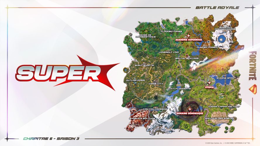 Image d\'illustration pour l\'article : Fortnite Chapitre 6 Saison 3 : Voici la nouvelle carte de l’île des Super-Héros de cette saison